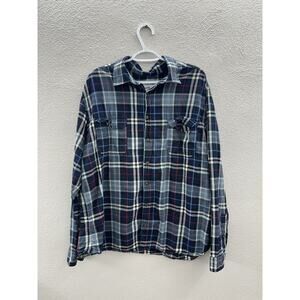 Goodfellow & Co Mens Button Down Shirt Size XXL Blue Plaid Long Sleeve Standard